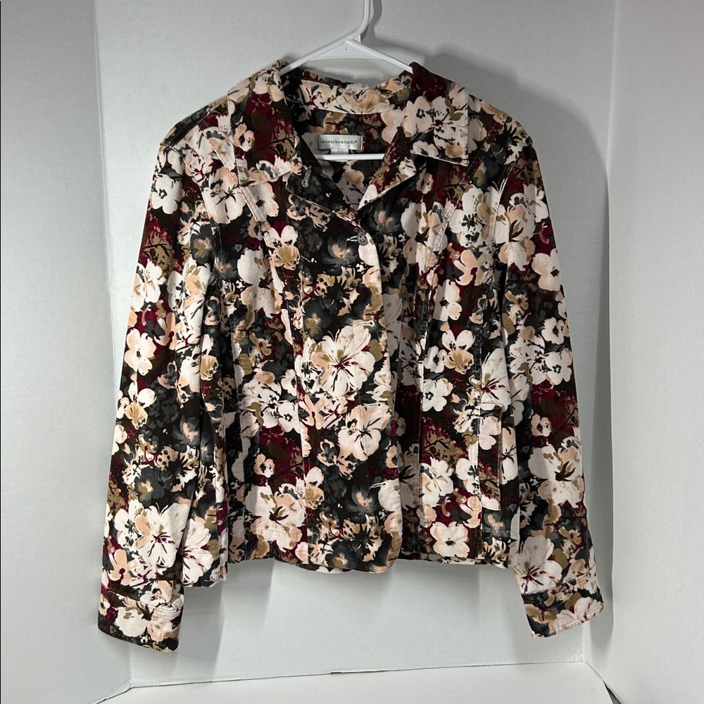Christopher & Banks Paisley Corduroy Blazer | Floral Maroon (L)